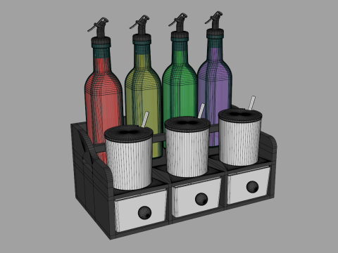 Condiment Set Oil Rack With Four Bottles Modello 3D