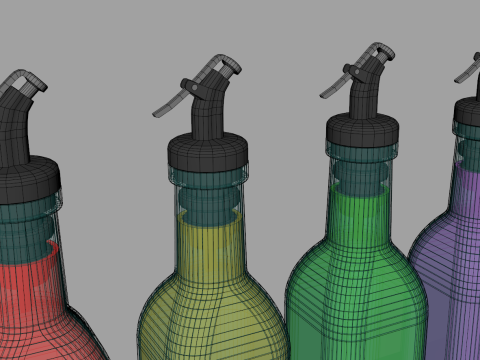 Condiment Set Oil Rack With Four Bottles Modello 3D
