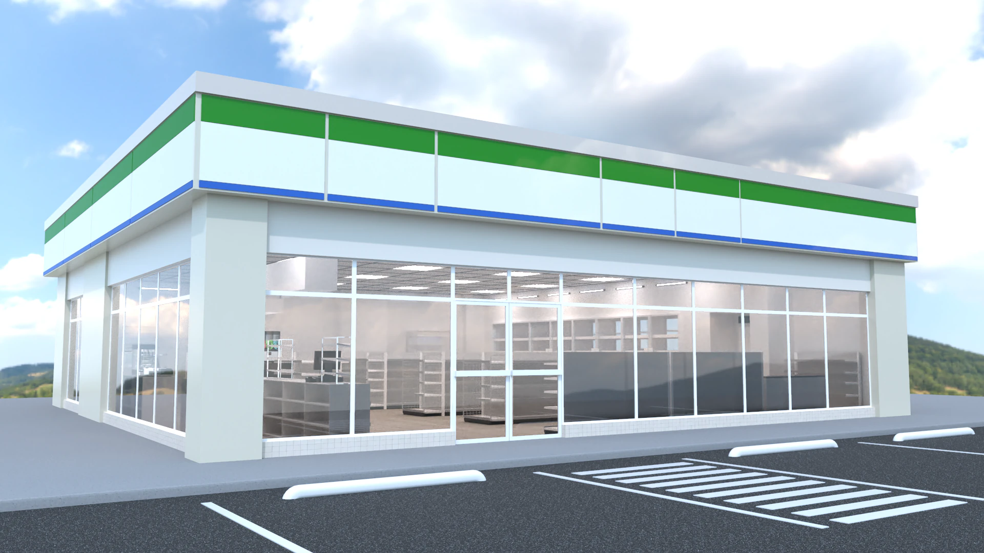 Convenience Store 1 3D Model .c4d .max .obj .3ds .fbx .stl .blend 