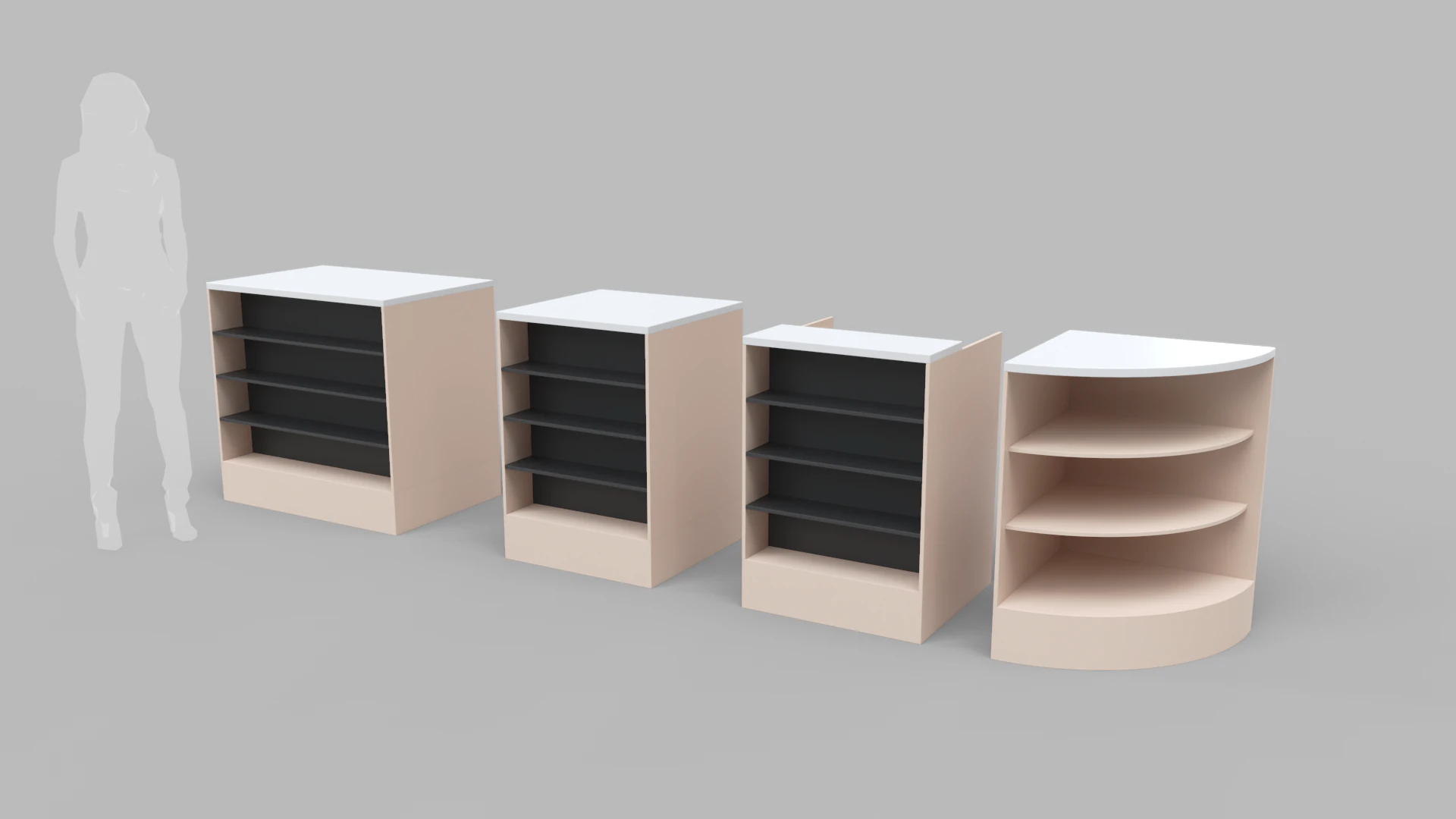 Counter Cashier Modules 2 3D Model .c4d .max .obj .3ds .fbx .stl .blend 