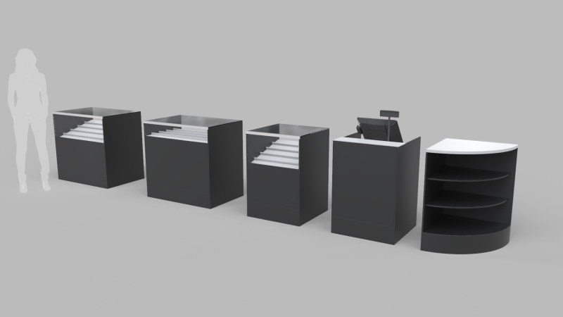 Counter Cashier Modules 3 3D 模型 .c4d .max .obj .3ds .fbx .stl .blend