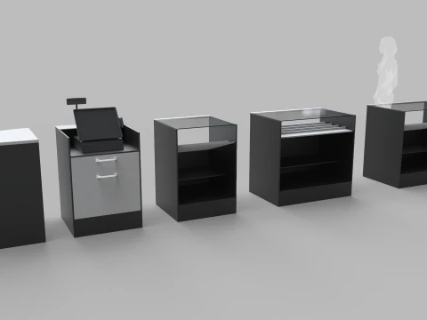 Counter Cashier Modules 3 3D Model