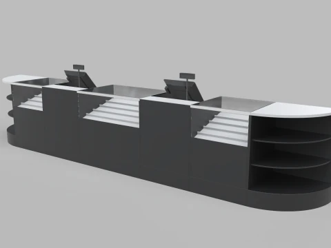 Counter Cashier Modules 3 3D Model