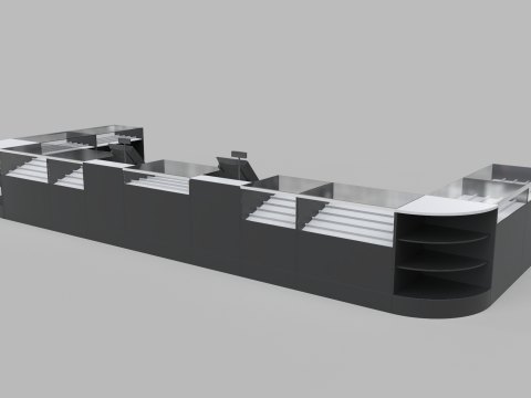 Counter Cashier Modules 3 3D 模型