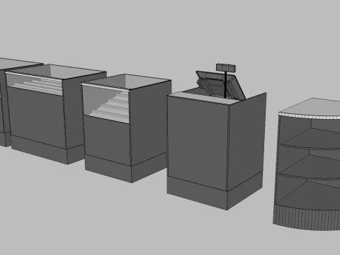 Counter Cashier Modules 3 3D Model