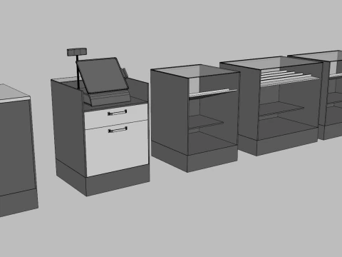 Counter Cashier Modules 3 3D Model