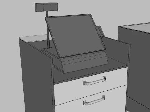 Counter Cashier Modules 3 3D Model
