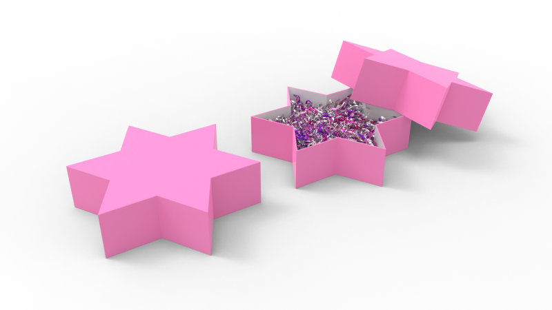 Crinkle Paper Gift Box Star Shape 3Dモデル .c4d .max .obj .3ds .fbx .stl .blend 