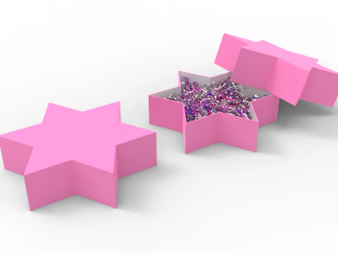 주름 종이 선물 상자 별 모양 3D 모델