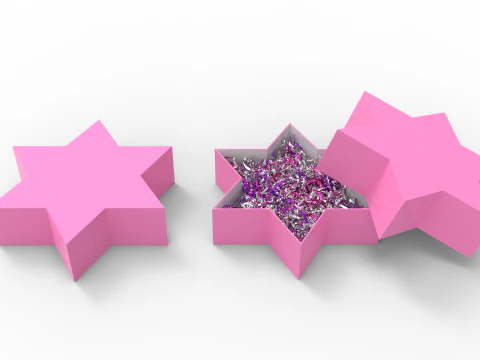 Crinkle Paper Gift Box Star Shape 3D Model