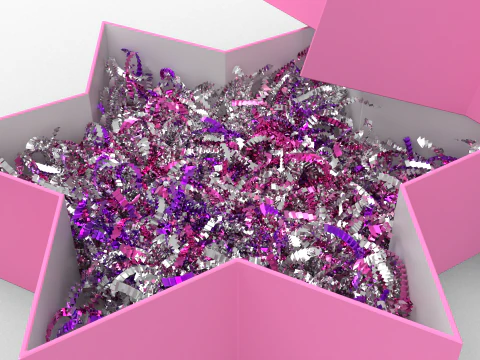 Crinkle Paper Gift Box Star Shape 3D Model