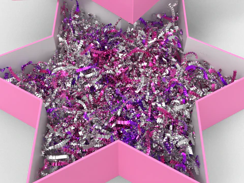 Crinkle Paper Gift Box Star Shape 3D Model