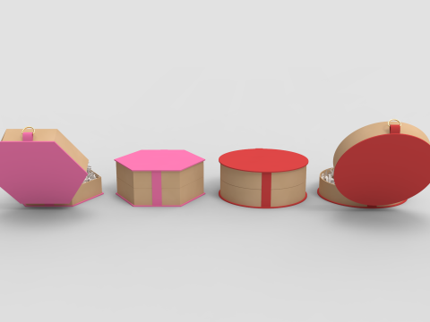 Crinkle Paper Gift Boxes - Circular and Hexagonal Modello 3D