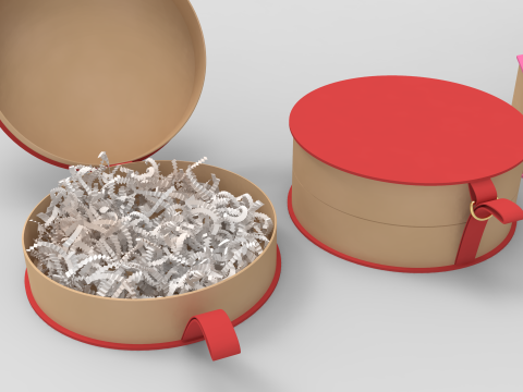 Crinkle Paper Gift Boxes - Circular and Hexagonal Modello 3D