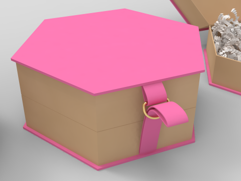 Crinkle Paper Gift Boxes - Circular and Hexagonal Modello 3D