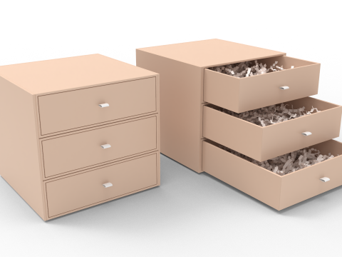 Crinkle Paper Three Drawers Gift Box 3D Модель