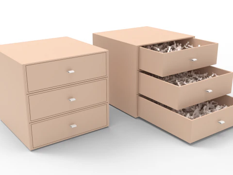 क्रिंकल पेपर तीन दराज उपहार बॉक्स 3D मॉडल