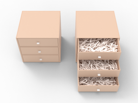 Crinkle Paper Three Drawers Gift Box 3D Модель