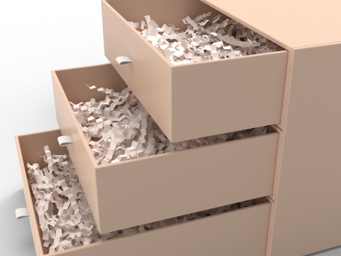 Crinkle Paper Three Drawers Gift Box 3D Модель