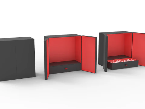 Crinkle Paper Vertical Double Doors Box with Drawer 3D Model