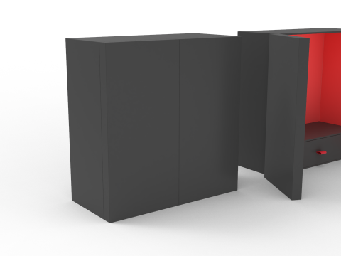 Crinkle Paper Vertical Double Doors Box with Drawer Modelo 3D