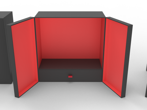 Crinkle Paper Vertical Double Doors Box with Drawer Modelo 3D