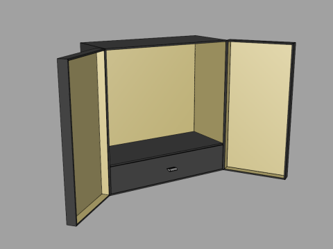 Crinkle Paper Vertical Double Doors Box with Drawer Modelo 3D