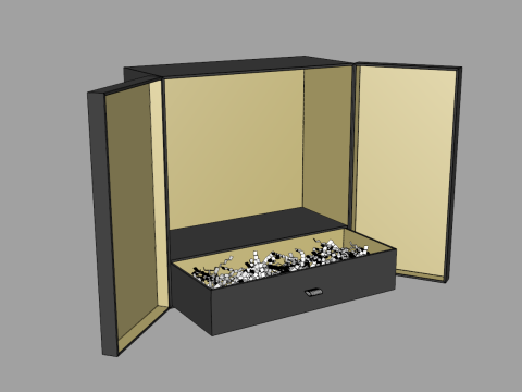 Crinkle Paper Vertical Double Doors Box with Drawer Modelo 3D