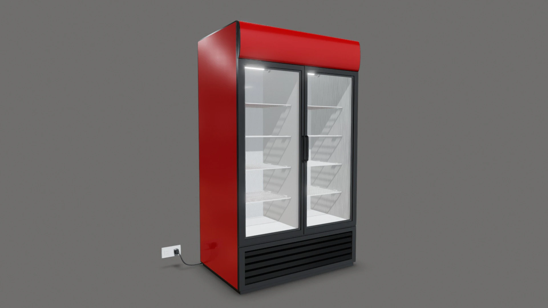 Double Door Cooler - Drinks Fridge Medium Size 3D Model .c4d .max .obj .3ds .fbx .stl .blend