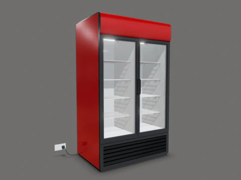 &Ccedil;ift Kapılı Soğutucu - İ&ccedil;ecek Dolabı Orta Boy 3D Model