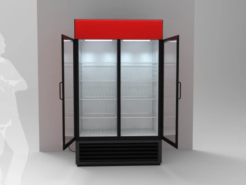 Double Door Cooler - Drinks Fridge Medium Size 3D Model