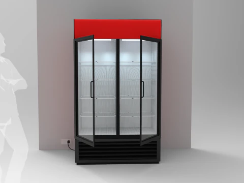 Double Door Cooler - Drinks Fridge Medium Size 3D Model
