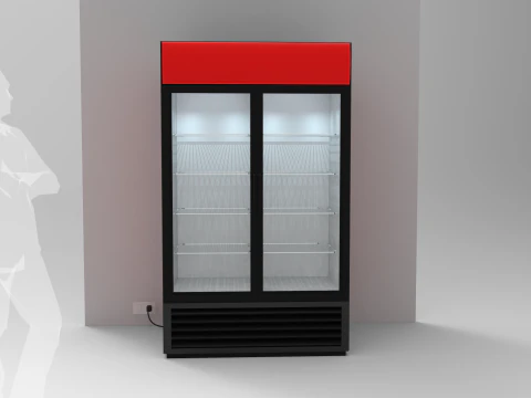Double Door Cooler - Drinks Fridge Medium Size 3D Model
