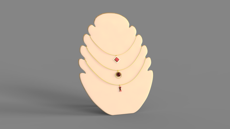 Flame Shape Necklace Display 3D Model .c4d .max .obj .3ds .fbx .stl .blend