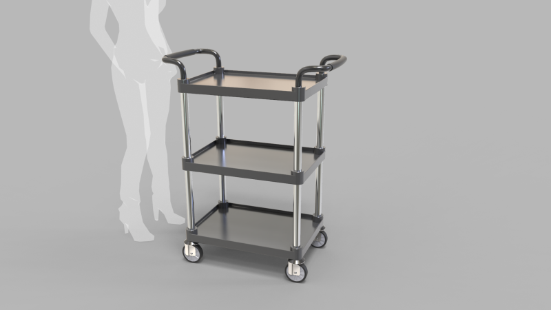 Food Service Cart 3D Модель .c4d .max .obj .3ds .fbx .stl .blend
