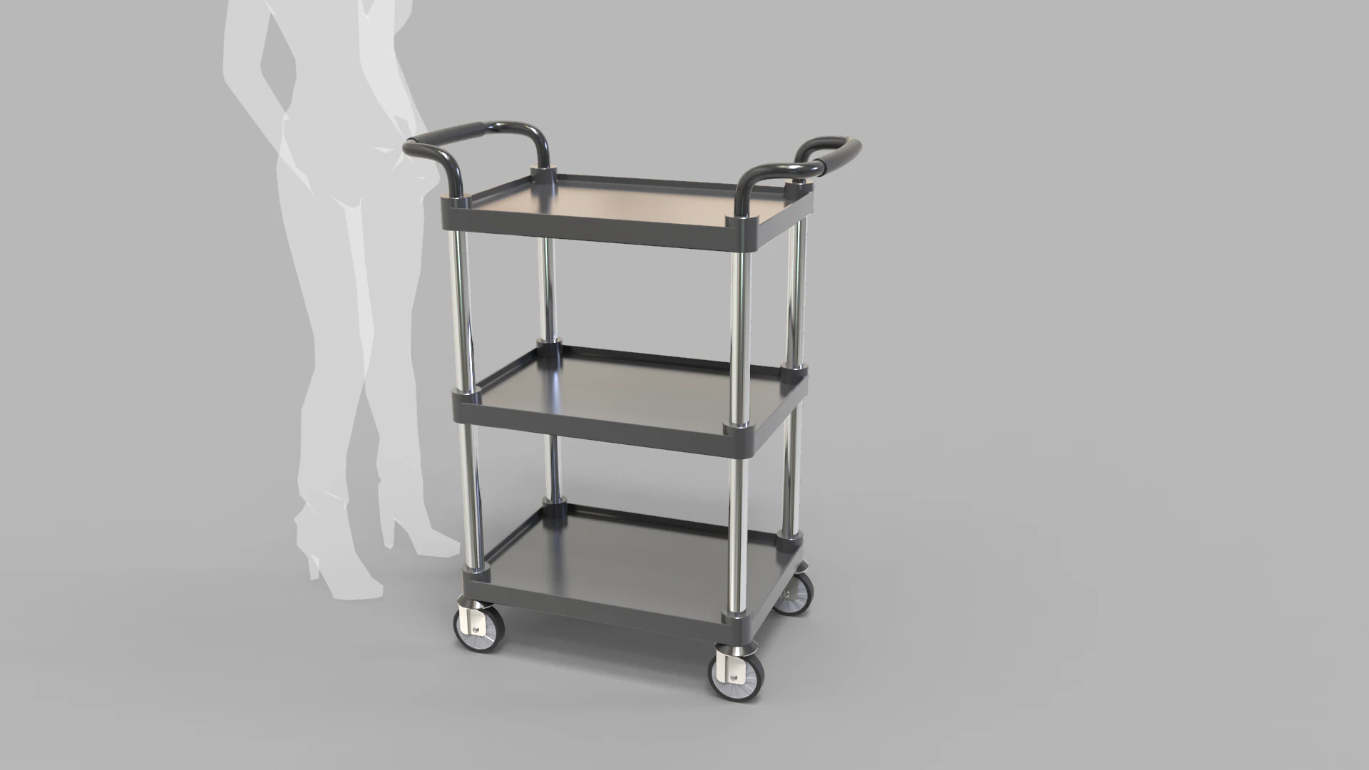 Food Service Cart 3D Model .c4d .max .obj .3ds .fbx .stl .blend 