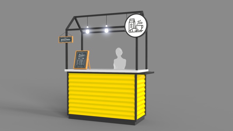 Food Stand - Cart 1 3D Model .c4d .max .obj .3ds .fbx .stl .blend