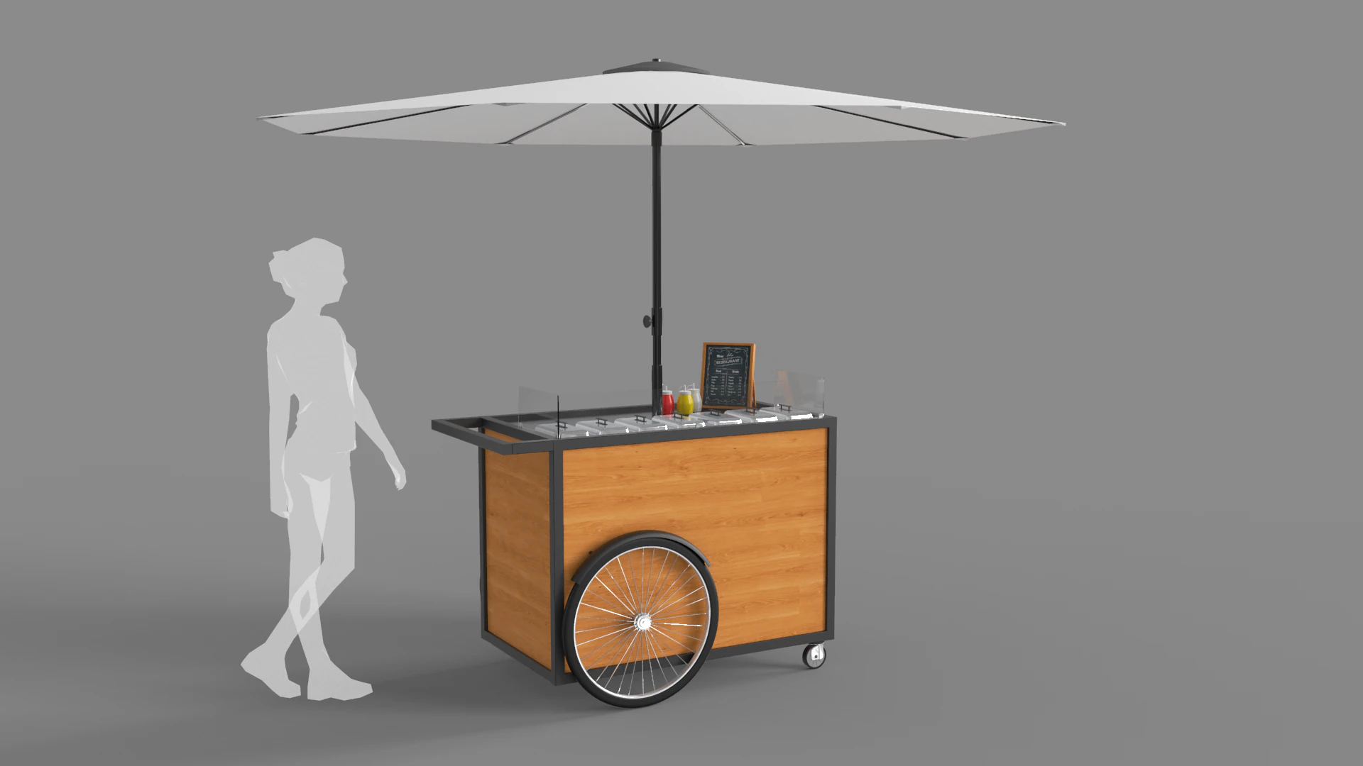Food Stand - Cart 3 3D Model .c4d .max .obj .3ds .fbx .stl .blend