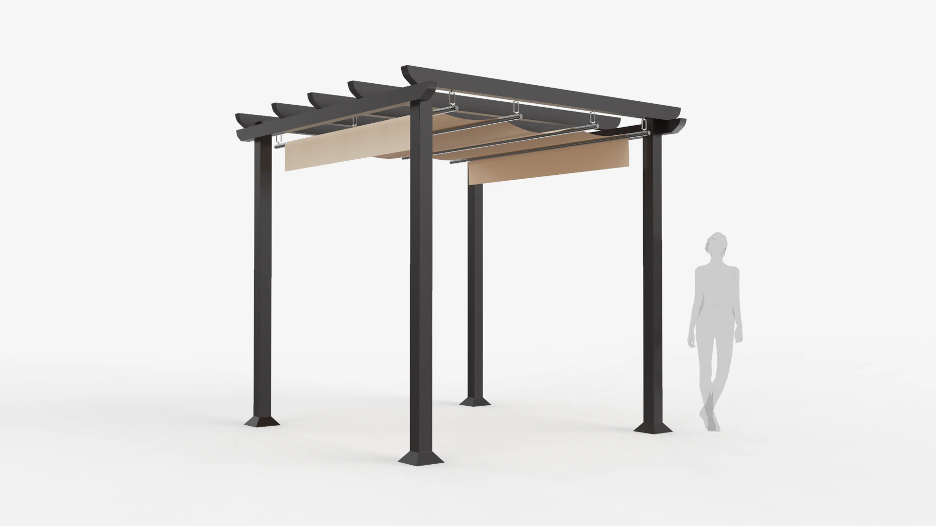 Garden Pergola 3x3 Meters 3D Model .c4d .max .obj .3ds .fbx .stl .blend 