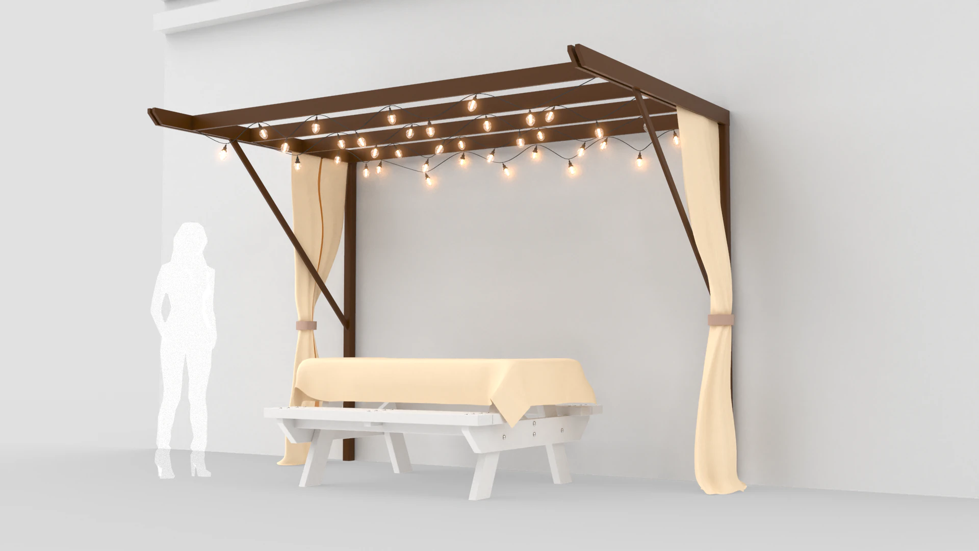 Garden Wall Pergola 3D Model .c4d .max .obj .3ds .fbx .stl .blend 