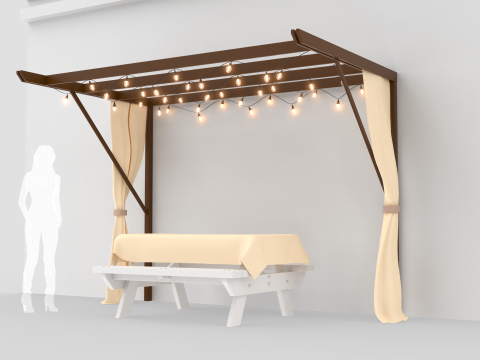Garden Wall Pergola 3D Model