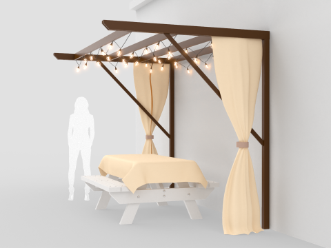 Garden Wall Pergola 3D Model