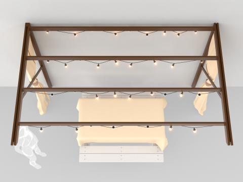 Garden Wall Pergola 3D Model