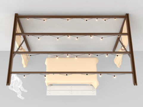 Garden Wall Pergola 3D Model