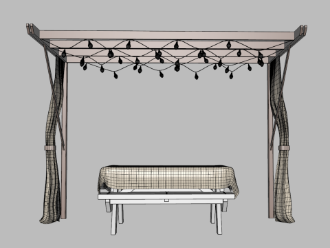 Garden Wall Pergola 3D Model