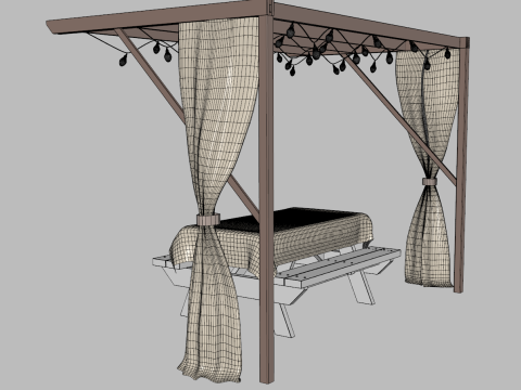 Garden Wall Pergola 3D Model