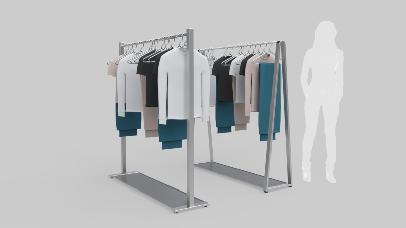 Garment Rack with Clothes and Hangers 3D मॉडल .c4d .max .obj .3ds .fbx .stl .blend