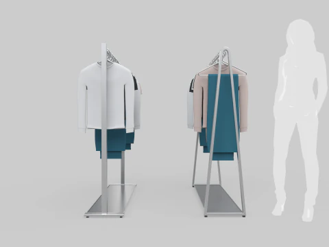 Garment Rack with Clothes and Hangers 3D Model