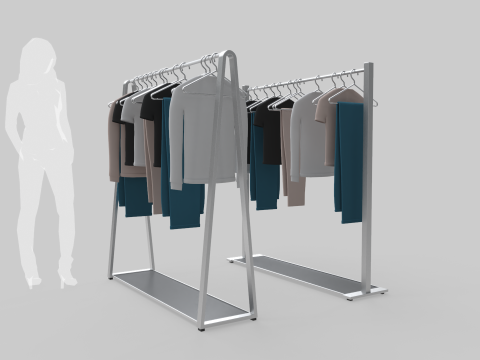 Garment Rack with Clothes and Hangers 3D मॉडल