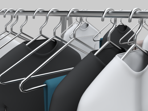 Garment Rack with Clothes and Hangers 3D मॉडल